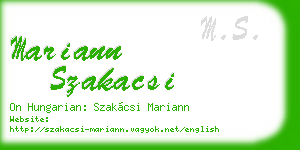 mariann szakacsi business card
