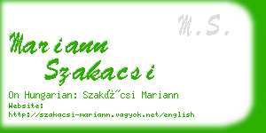 mariann szakacsi business card